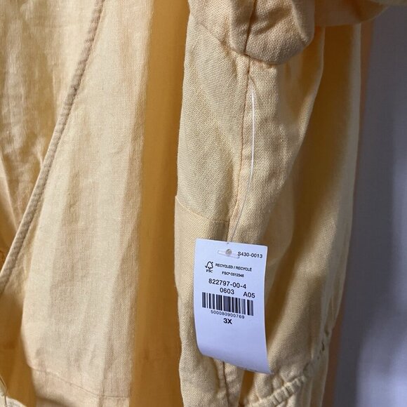 Old Navy Dress Womens 3x Yellow Wrap Puff Sleeve Mini NWT Linen Blend - Picture 8 of 11